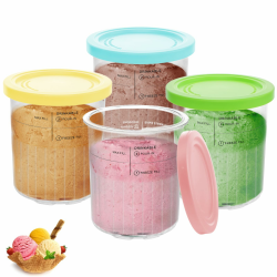 🍦🍨🍧 Nepfaivy Behälter für Ninja Creami Deluxe - 4er-Set Eiscremebecher und Deckel Angebot bei HelloDeals