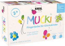 🌈🎨 KREUL 23050 - Mucki Fingerfarbe für Glückskinder, 6 x 50 ml 🟡🌸💎💚🟠🐉 Angebot bei HelloDeals