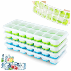 🧊 Airabc 4er Pack Eiswürfelform Silikon Mit Deckel, Platzsparend und stapelbar Ice Tray Ice Cube Angebot bei HelloDeals