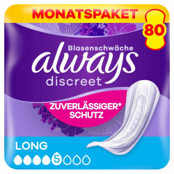 🌟 Angebot: Always Discreet Inkontinenzeinlagen Long, 80 Binden (8 x 10 Stück) Monatspaket 🌟 Angebot bei HelloDeals