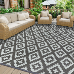 🌞 Outdoor Teppich 180x270cm Reversible Matte Kunststoff Stroh Teppich 🏖️ Angebot bei HelloDeals