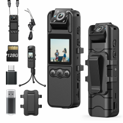 📹 BOBLOV A26 Mini-Körperkamera 128 GB mit drehbarem Objektiv 🌌 Angebot bei HelloDeals