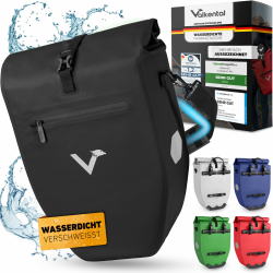 🚲 Valkental® Große & wasserdichte Gepäckträgertasche - Fahrradtasche für Gepäckträger mit großen Reflektoren [Abschließbar] Angebot bei HelloDeals