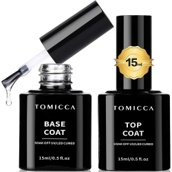 TOMICCA Base Coat Top Coat UV Nagellack Set, 2 * 15ml Base Coat und No Wipe Top Coat Angebot bei HelloDeals