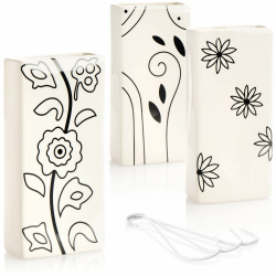 🌸🌿 com-four® 3x Luftbefeuchter aus Keramik - Heizkörper-Verdunster zum Befeuchten der Raumluft - Wasserverdunster mit S-Förmigen Haken - Heizungsverdunster (weiß - schwarze Blumen) Angebot bei HelloDeals