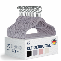 Blumtal Kleiderbügel 20 Stück - Samtbezogene Kleiderbügel in Grau 🌟 Angebot bei HelloDeals