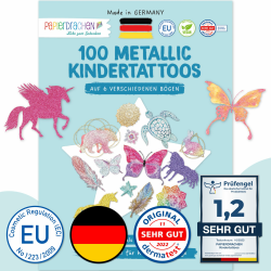 🎉 Papierdrachen 100 Metallic-Tattoos für Kinder 🌈 Angebot bei HelloDeals