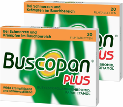 Buscopan® PLUS Filmtabletten bei Schmerzen im Bauch | 2x20 Stück | Vorteilspack 💊😊 Angebot bei HelloDeals