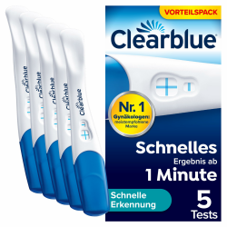 Clearblue Schwangerschaftstest Schnelle Erkennung, 5x Pregnancy Test, über 99 % zuverlässig mit FloorguardTM , Ergebnis innerhalb von 1 Minute Angebot bei HelloDeals