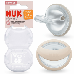NUK MommyFeel Babyschnuller | 0−9 Monate | stillfreundliche Sauger | BPA-freies Silikon | Greige & Sandstone | 2 Stück Angebot bei HelloDeals