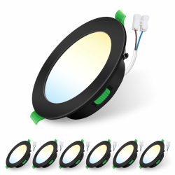 7W LED Einbaustrahler 230V,Einbaustrahler Led Dimmbar,Deckenspots 550 Lumen,3CCT 3000K 4000K 6500K Einstellbar Einbauleuchten,IP44 Deckenstrahler für Badezimmer,Küche, 6er Set,Schwarz Angebot bei HelloDeals