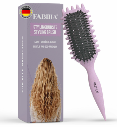 FABIHA® 𝐏𝐑𝐄𝐌𝐈𝐔𝐌 Lockenbürste - Curly Hair Brush - Bio Haarbürste ohne ziepen - Wildschweinborsten Bürste - Die Originale 3-in-1-Stylingbürste für trendige Lockenfrisuren (Lilac) Angebot bei HelloDeals