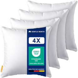 Kopfkissen (45x45 cm groß) - 4er Set Kissen für Bett und als Dekokissen - Mit Reißverschluss für Füllung - Sofakissen - Zierkissen für Couch und Sofa - Ökotex - Waschbar bis 60° - Weiß Angebot bei HelloDeals