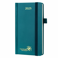 POPRUN Taschenkalender 2025 Klein 16,5 x 9 cm (Jan.2025-Dez.2025) - Kalender 2025 Klein Hardcover - Terminplaner, Planer 1 Woche 2 Seite mit Innentasche - Pazifikgrün Angebot bei HelloDeals