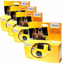 4 x 1A Photo PORST Einwegkamera TopShot gelb/Hochzeitskamera/Partykamera (je 27 Fotos, mit Blitz und Batterien) Angebot bei HelloDeals