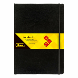 Idena 209280 - Notizbuch DIN A4, kariert, Papier cremefarben, 192 Seiten, 80 g/m², Hardcover in Schwarz Angebot bei HelloDeals