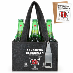 WenmthG Schonend Behandeln 50 Lustige Geschenke Geburtstag Männerhandtasche Bier mit Flaschenöffner und Grußkarten für Männer Frauen Freund, Männerhandtasche Bier Flaschenträger für 6 Bierflaschen Angebot bei HelloDeals