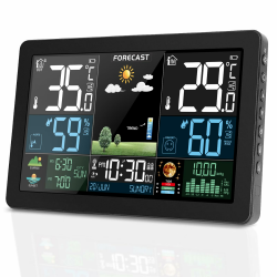 VOKSUN Wetterstation Funk mit Außensensor, Farbdisplay, Thermometer Hygrometer mit Wettervorhersage, DCF Funkuhr, Batteriebetrieb und Netzbetrieb Angebot bei HelloDeals