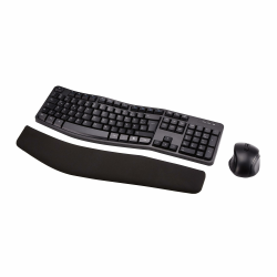 Amazon Basics Tastatur-Maus-Set, ergonomisch, kabellos, DE Layout - schwarz Angebot bei HelloDeals