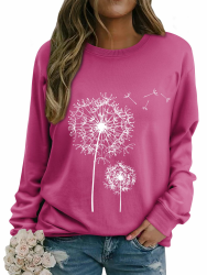 Dresswel Damen Löwenzahn Sweatshirt Langarmshirt Pusteblume Drucken Pullover Herbst Winter Bluse Tops Oberteile XL 1-rosy Angebot bei HelloDeals