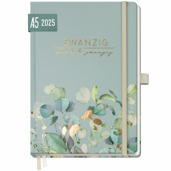 Häfft® Wochen-Notiz-Kalender 2025 A5 "Minty Leaves" Buchkalender, Terminplaner Notiz-Timer, Wochenkalender, Organizer, Terminkalender mit Einstecktasche - nachhaltig & klimafreundlich Angebot bei HelloDeals