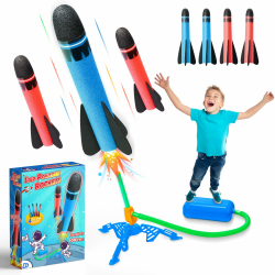 HappyGoLucky 4 Stück Schaumstoff Rakete Spielzeug Launcher, Kinder Outdoor-Spielzeug Jungen Mädchen Geschenke Angebot bei HelloDeals
