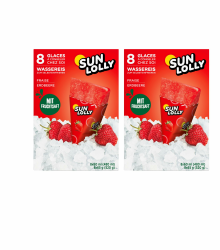 Sun Lolly Wassereis Erdbeere 8 Stk | Mit Fruchtsaft | Zum Selbsteinfrieren | Ohne künstliche Aromen | Frei von Süßungsmittel | Laktosefrei | Glutenfrei | 8 x 60ml | 2er Pack Angebot bei HelloDeals