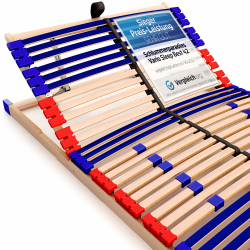 stabiler Lattenrost 100% BUCHE Lattenrahmen - Kopfteil verstellbar - SCHULTERFRÄSUNG, 7 Zonen, 42 Federleisten, Härte-Regulierung, Mittelgurt - VARIO SLEEP BEST 42® unmontiert (90x200cm) Angebot bei HelloDeals