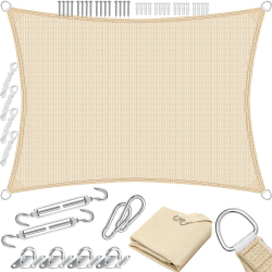 KESSER® Sonnensegel Sonnenschutz Windschutz | HDPE Gewebe | wasserabweisend & windabweisend | Rechteck 3x4m | 5-Fach quer vernäht robust & stabil Schattenspender Garten Balkon Terrasse Creme Angebot bei HelloDeals