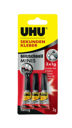 UHU Sekundenkleber blitzschnell MINIS flüssig 3x1g lose Angebot bei HelloDeals