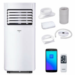 MEDION Smarte Mobile Klimaanlage mit Abluftschlauch P901 (9000 BTU, mobil, inkl. Fensterabdichtung, bis 32m², 3in1,Kühlen Entfeuchten Ventilieren, App- und Sprachsteuerung, Schlafmodus, MD 37732) Angebot bei HelloDeals