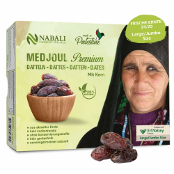 NABALI FAIRKOST FÜR ALLE NABALI FAIRKOST Medjool Datteln aus Palästina 100% Natürlich Aromatisch Traditionell Frisch Orientalisch I Ohne Konservierungsstoffe I Vegan I 1 kg (1er Pack), Large/Jumbo Angebot bei HelloDeals
