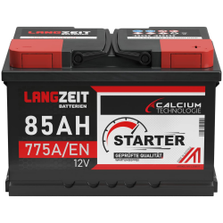 LANGZEIT Autobatterie 12V 85Ah 775A/EN Starterbatterie Batterie ersetzt 80Ah 72Ah 74Ah 75Ah 77Ah Angebot bei HelloDeals