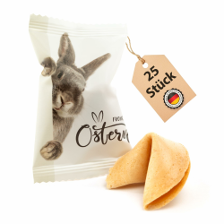 Lucky Treats - 25x Premium Ostern Glückskekse Weiß - Vegan & Regional - Osterdeko fürs Osternest - Sprüche auf Deutsch und Englisch - Ideale Oster Süßigkeiten für Erwachsene und Kinder Angebot bei HelloDeals