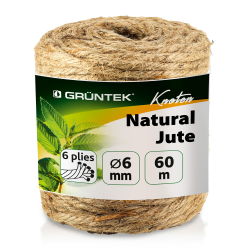 GRÜNTEK Garten Juteschnur 6 mm Dicke, Bindegarn, Gartenschnur, Bastelschnur Kordel Rolle mit 60 m, 100% Jutegarn Naturfarbe, zum Geschenke verpacken, Pflanzen binden, Basteln, Handwerken Angebot bei HelloDeals