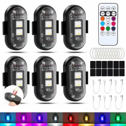 6 Stück Kabellose LED Lichter Auto, Magnet Antikollisionslichter mit Fernbedienung, USB Aufladung Blitzleuchte, 8 Farben Wasserdicht Strobe Light Auto, Fly Lights, für Drohne, LKW, Motorrad, Fahrrad Angebot bei HelloDeals
