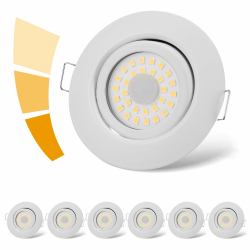 LED Einbaustrahler 230V Flach Dimmbar Weiß LED Spots 3 stufe Dimmbar 6W IP44 Bad Einbauleuchten Deckenspots,Warmweiß 3000K Schwenkbar Einbauspots für Badezimmer Küche Wohnzimmer,6er Set Angebot bei HelloDeals