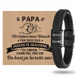 Vatertagsgeschenk Armband Herren mit Gravur Lederarmband Papa - Armband mit Name Personalisiert Armbänder für Herren Männer Schmuck Herren Ideales Papa Geschenk für Vater DAD Geburtstag Hochzeitstag Angebot bei HelloDeals
