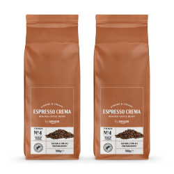 by Amazon Espresso Crema Röstkaffee Ganze Bohnen, 1kg (2 Packs of 500g), Rainforest Alliance-Zertifizierung Angebot bei HelloDeals