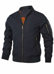 HOOD CREW Herren Bomberjacke Leichte Dünne Lässige Jacke Windbreaker Übergangsjacke mit Reißverschlusstaschen Angebot bei HelloDeals