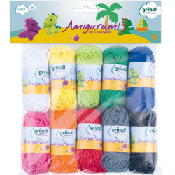 Gründl Wolle Amigurumi Set - Mini Knäuel zum Häkeln von kleinen Figuren - Häkelset aus 100 % Baumwolle - Baumwollgarn 10 x 10 g / 23 m - Bunt Angebot bei HelloDeals