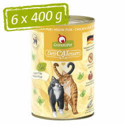 GranataPet DeliCatessen Huhn PUR, Nassfutter für Katzen, Futter ohne Getreide & ohne Zuckerzusätze, Katzenfutter mit hohem Fleischanteil & hochwertigen Ölen, 6 x 400 g Angebot bei HelloDeals