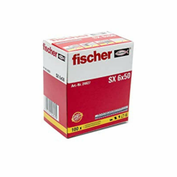 fischer Spreizdübel SX 6 x 50, Schachtel mit 100 Nylondübeln, Dübel für optimalen Halt bei Befestigungen in Beton, Hochlochziegel, Porenbeton, Vollziegel uvm. Angebot bei HelloDeals