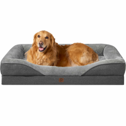 EHEYCIGA Orthopädisches Hundebett Grosse Hunde, Memory Foam Waschbar und Wasserdicht Hundekorb mit 4 Rändern, Hundesofa Hundecouch rutschfest, Grau, 106.5x76x18.5 cm Angebot bei HelloDeals