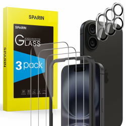 SPARIN für iPhone 16 Panzer Schutz Glas, 3+3 Stück Schutzfolie und Kameraschutz mit Positionierhilfe, Anti- Kratzer, Bläschenfrei, 9H Härte, HD-Klar Angebot bei HelloDeals