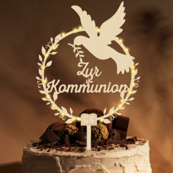 Giftota Cake Topper zur Kommunion aus Holz mit LED Lichterkette - Tortendeko Kommunion - Erstkommunion Tortendeko für Junge Mädchen - Kommunion Deko Angebot bei HelloDeals