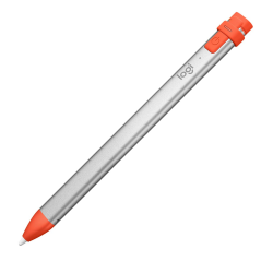 Logitech Crayon Digitaler Zeichenstift für alle ab 2018 veröffentlichten iPads mit Apple Pencil Technologie, Anti-Roll-Design und dynamischem Smart-Tip - Silber/Orange Angebot bei HelloDeals