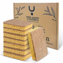 8 Stück ökologischer kompostierbarer Schwamm, biologisch abbaubar, Spülschwämme für Geschirr mit robustem Scheuerschwamm Angebot bei HelloDeals