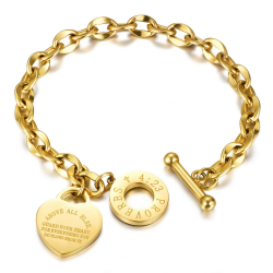 Emibele Charme Armband mit Gravur, Edelstahl Gliederarmkette mit OT Schnalle für Damen Mädchen Partys Geburtstag Valentinstag Muttertag Angebot bei HelloDeals