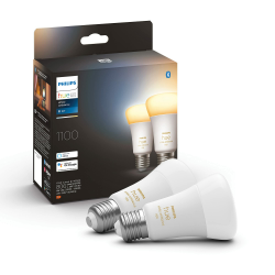Philips Hue White Ambiance E27 LED Lampen 2-er Pack (1100 lm), dimmbare LED Leuchtmittel für das Hue Lichtsystem mit warm- bis kühlweißem Licht, smarte Lichtsteuerung über Sprache und App Angebot bei HelloDeals